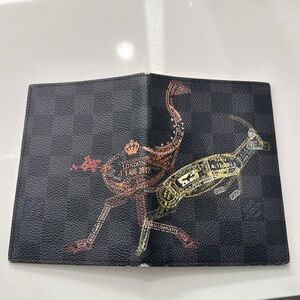 LV Passport Cover in Damier Graphite Canvas with Dinosaur Graphics